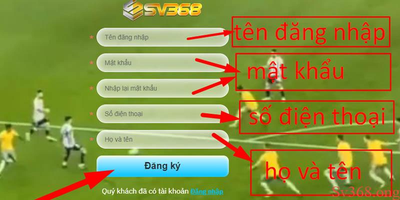 Cách đăng kí tài khoản sv368